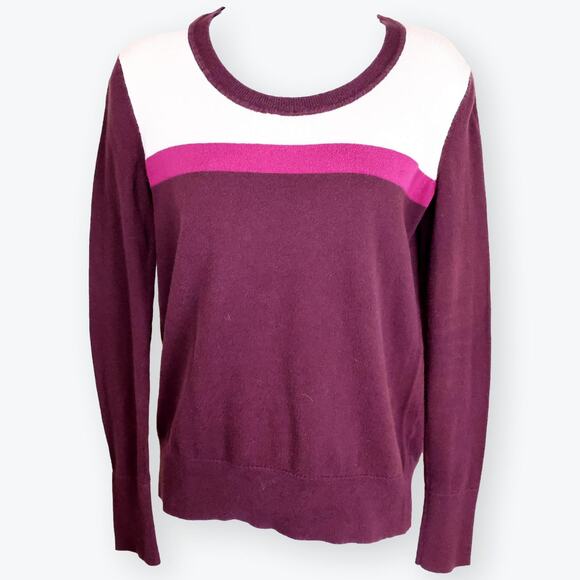 GAP Purple Magenta Cream Cotton Colorblock Sweater XS - Picture 1 of 7